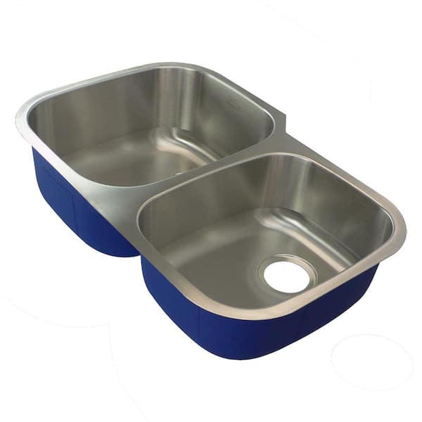 Transolid Meridian Undermount Stainless Steel 31.8125 in. 60/40 Double Bowl Kitchen Sink in Brushed Stainless Steel