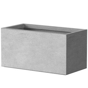 Modern 12.5 in. H Large Tall Stone Finish Concrete Elongated Square Outdoor Planter Plant Pots