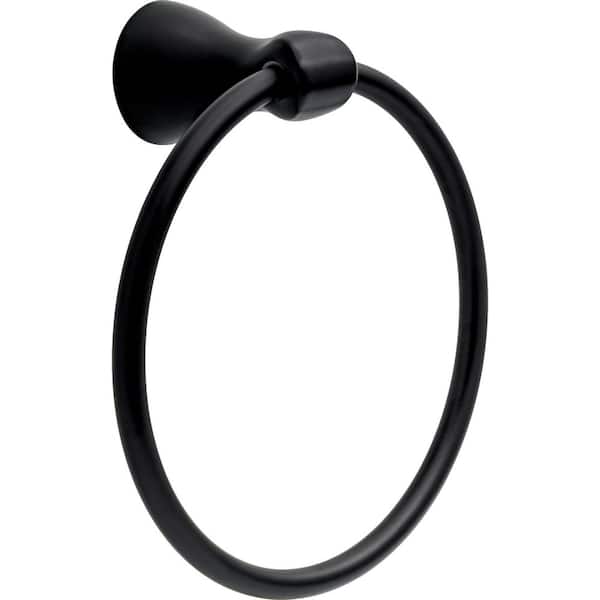 Foundations Wall Mounted Round Closed Towel Ring Bath Hardware Accessory in Matte Black