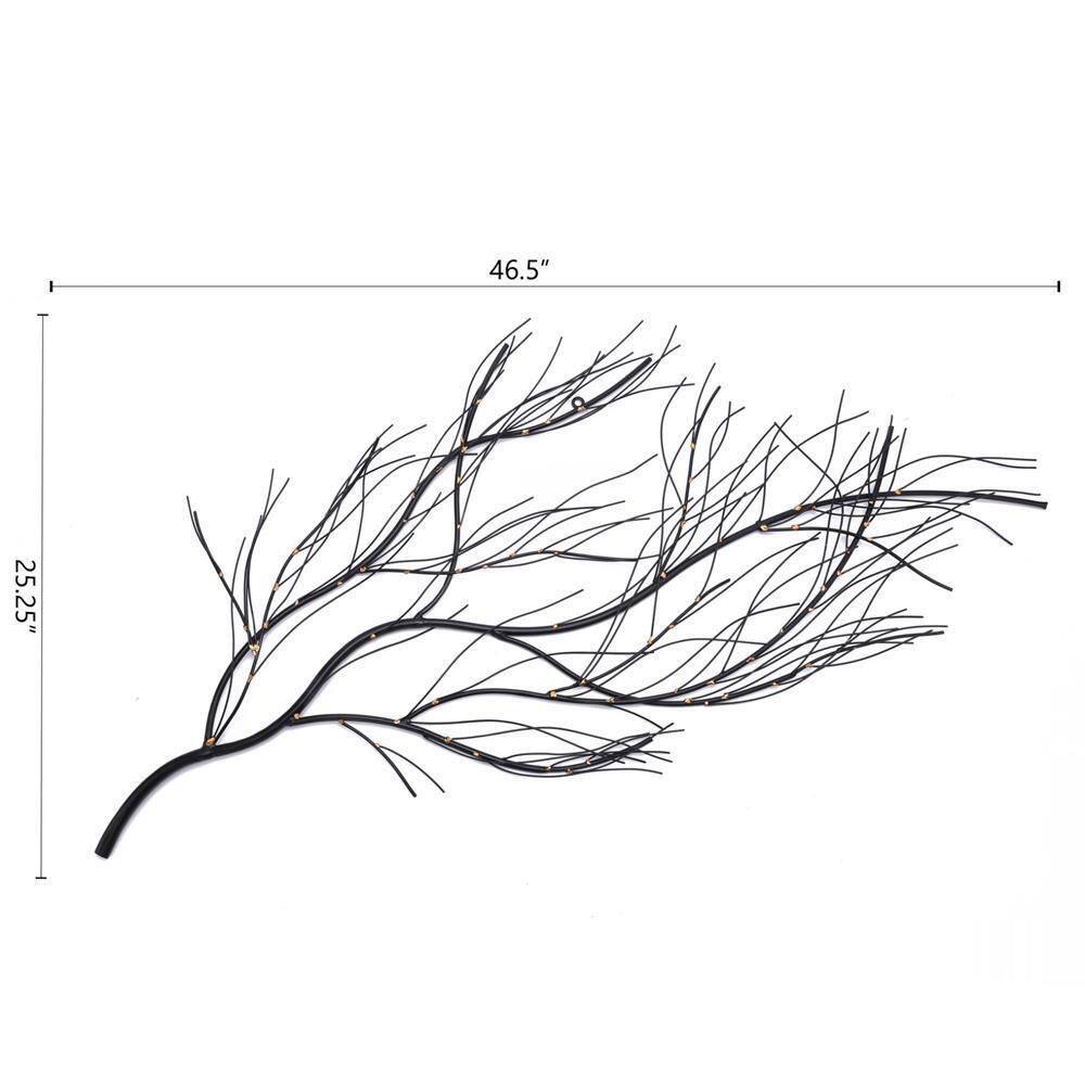 LuxenHome Black and Gold Metal Branch Wall Sculpture