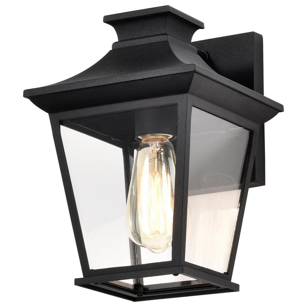 SATCO Jasper Matte Black Outdoor Hardwired Wall Lantern Sconce with No Bulbs Included