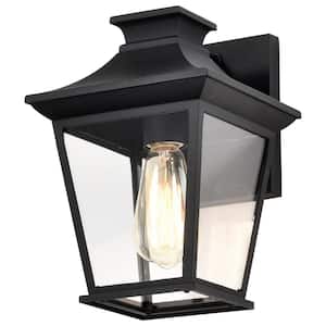 Jasper Matte Black Outdoor Hardwired Wall Lantern Sconce with No Bulbs Included