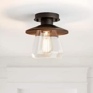 Northmoore 1-Light Oil Rubbed Bronze and Glass Vintage Semi-Flush Mount