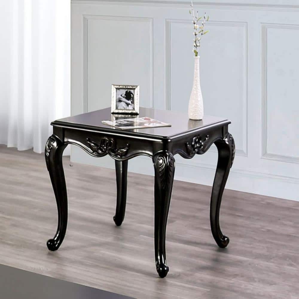 Griffith 24.75 in. Black Rectangle Wood End Table With Leaf Motifs price history on PriceWatchPro