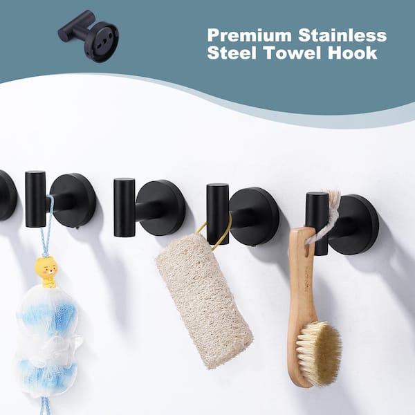 Round shape Knob Robe/Towel Hook in Matte Black 6PCS