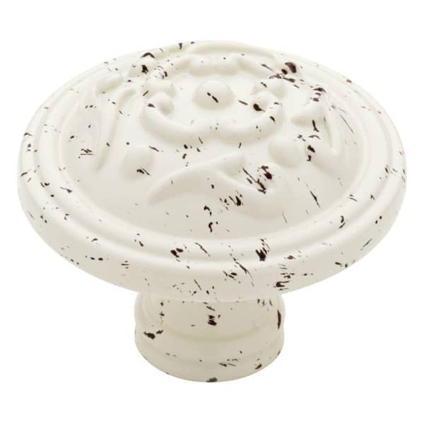 Liberty French Romantic 1-1/2 in. (38 mm) Vintage Antique White Round Cabinet Knob