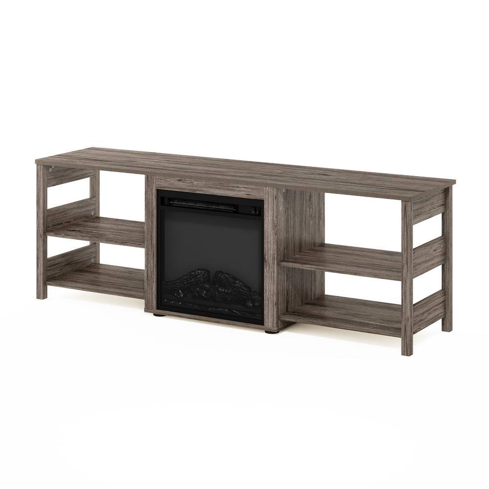 Rustic Oak 70 Inch TV Stand with Electric Fireplace