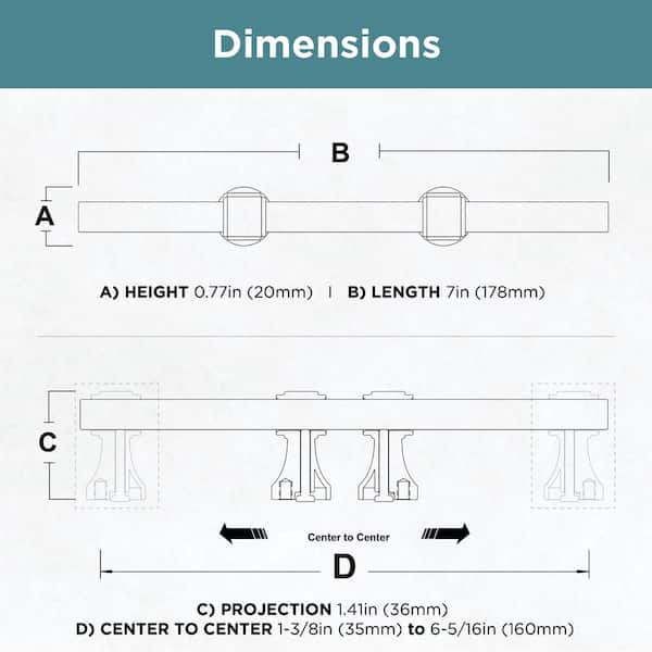 Liberty Stepped Square Adjusta-Pull 1-3/8 to 6-5/16 in. (35-160 mm