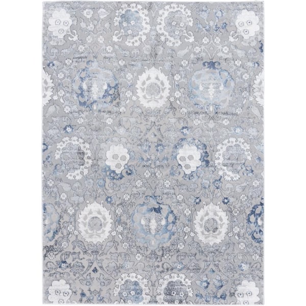 PRIVATE BRAND UNBRANDED Bazaar Westani Grey 5 ft. x 7 ft. Traditional Polypropylene Area Rug