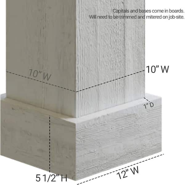 Ekena Millwork 10 in. x 20 ft. Rough Sawn Endurathane Faux Wood Non-Tapered  Square Column Wrap with Standard Capital and Base COLURS10X240STUF - The  Home Depot