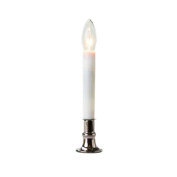 9 in. Electric Window Candle Dark Pewter w/Warm White LED Bulb and Timer 4-Piece Set
