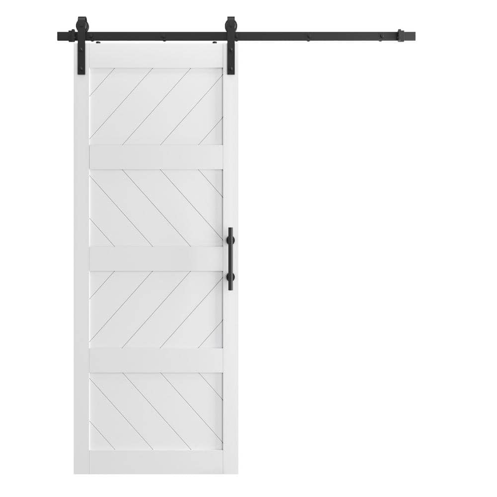42 in. x 84 in. Modern Wave Shape White Finished MDF Sliding Barn Door with Hardware Kit price history on PriceWatchPro
