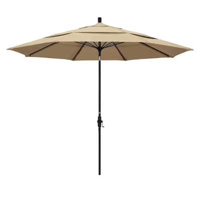 11 ft. Fiberglass Collar Tilt Double Vented Patio Umbrella in Beige Pacifica