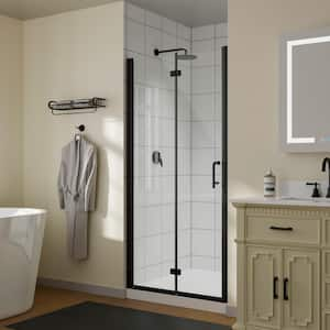 36 in. W x 72 in. H Bi-Fold Frameless Shower Door in Black with Clear Glass