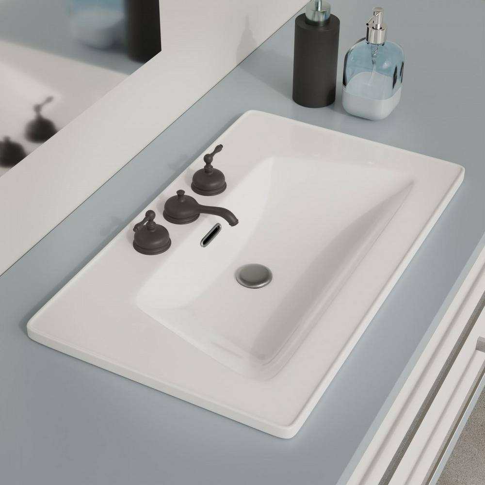 Lydia 31.5'' White Porcelain Rectangular Drop-In Bathroom Sink