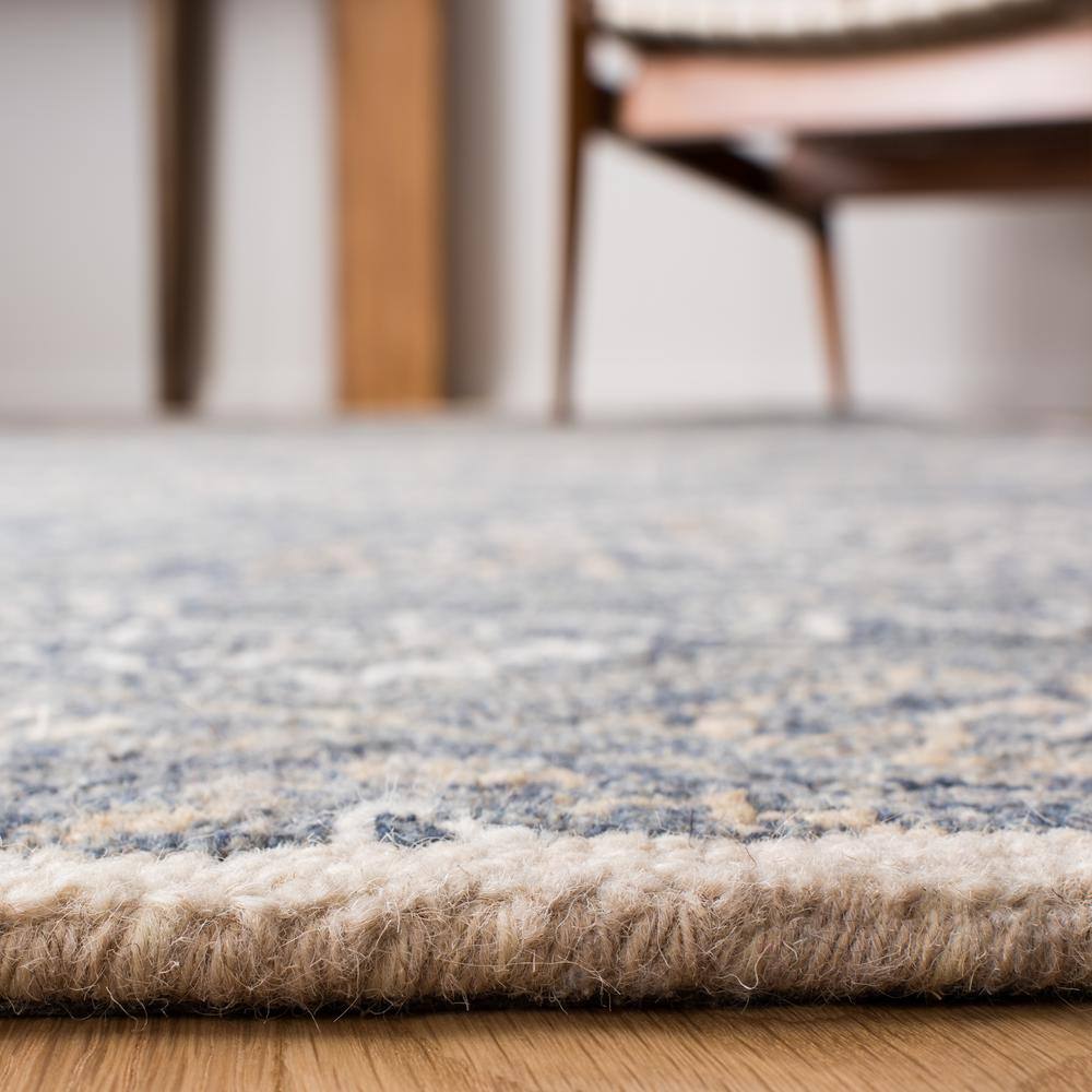 Handmade Blue Floral Tufted Wool 8' x 10' Area Rug