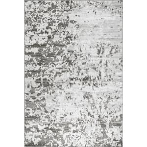 nuLOOM Annie Modern Crosshatch Abstract Light Grey 5 ft. x 8 ft