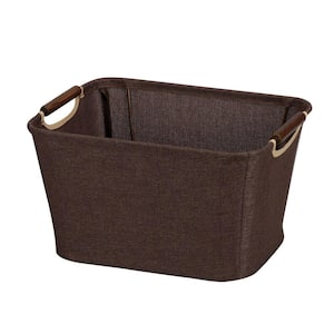 13 in. x 10 in. Coffee Linen Open Tapered Bin with Handles