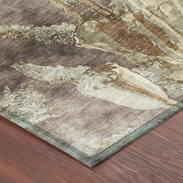 Chantille Machine Washable Indoor/Outdoor Abstract ACN2798 Brown 9 ft. x 12 ft. Area Rug