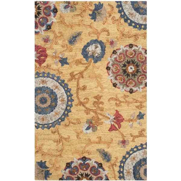 SAFAVIEH Blossom Gold/Multi 6 ft. x 9 ft. Floral Area Rug