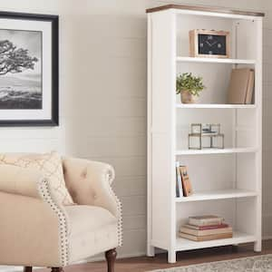 69 in. Appleton White/Haze Wood 5-shelf Standard Bookcase with Adjustable Shelves