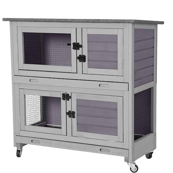 Outdoor Indoor Bunny Hutch with Wheels
