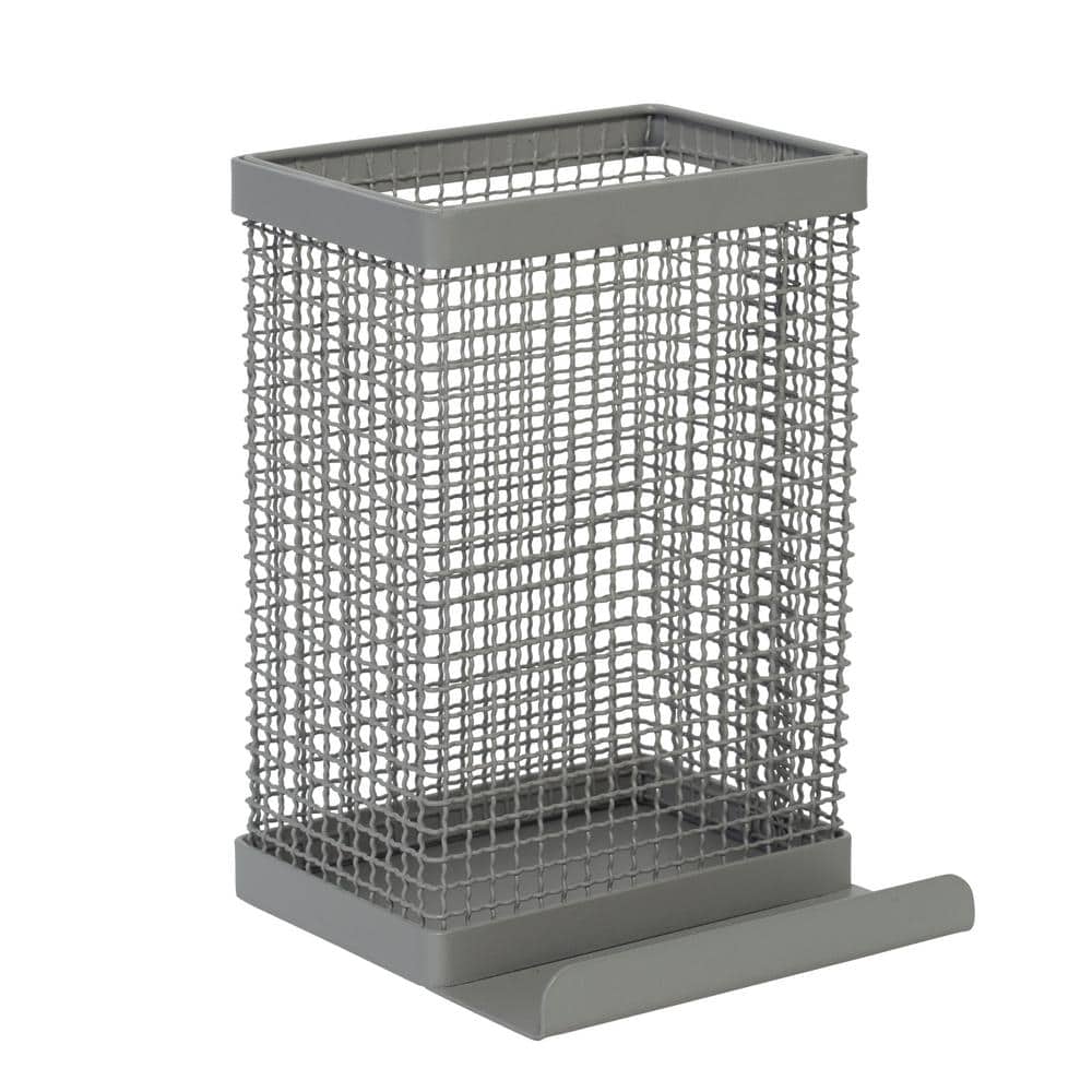 Gray Stainless Steel Square Tablet and Utensil Holder