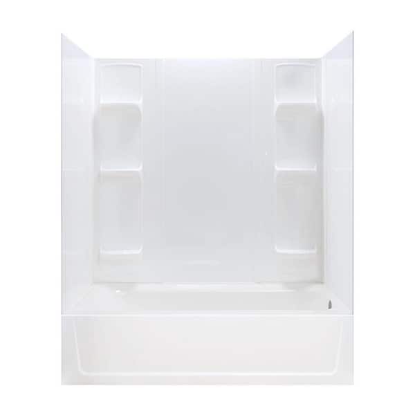 MUSTEE Durawall 60 in. L x 32 in. W x 73.75 in. H Rectangular Tub/ Shower Combo Unit in White with Right-Hand Drain