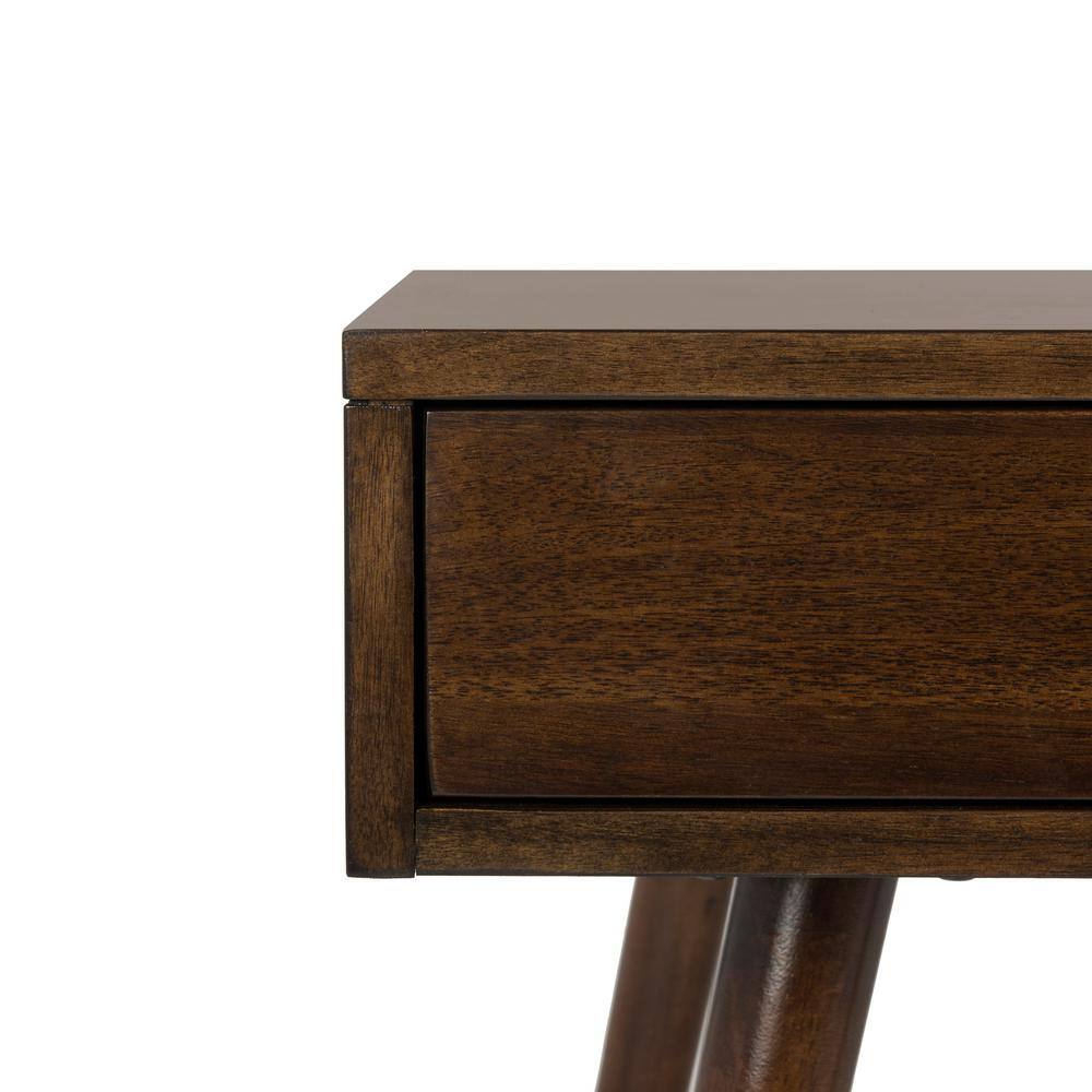 Transitional Square Wood & Metal End Table with Gold Accents