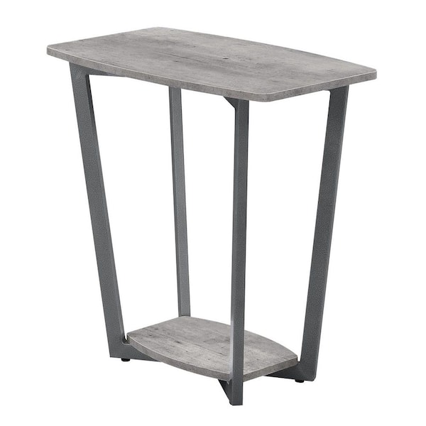 Graystone 23.75 in. Faux Birch and Slate Gray Rectangle Particle Board End Table with Shelf