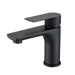 Single-Handle Single-Hole Bathroom Faucet Brass Bathroom Sink Basin Vanity Taps in Matte Black