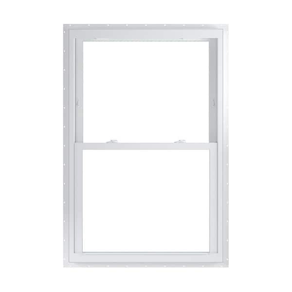 American Craftsman 35.75 in. x 60 in. 70 Series White Double Hung Low-E Argon Glass Vinyl Fin Window, Screen Incl