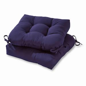 Solid Navy Square Tufted Outdoor Seat Cushion (2-Pack)