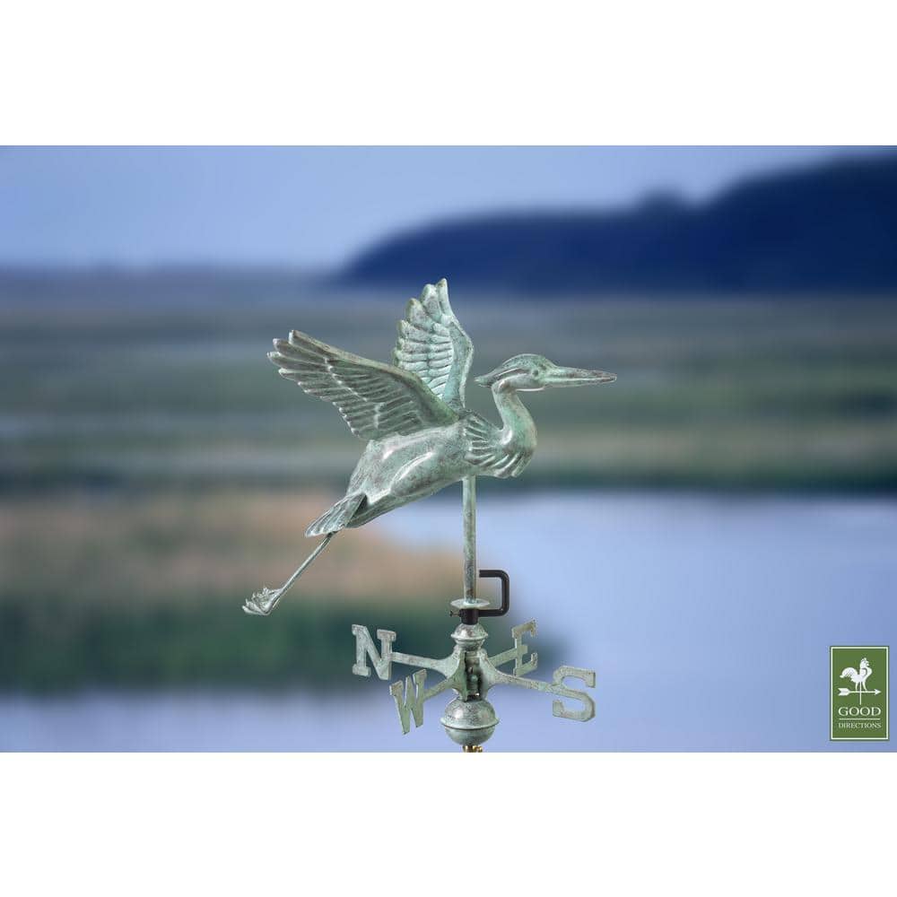 Blue Verde Copper Great Blue Heron Garden Weathervane
