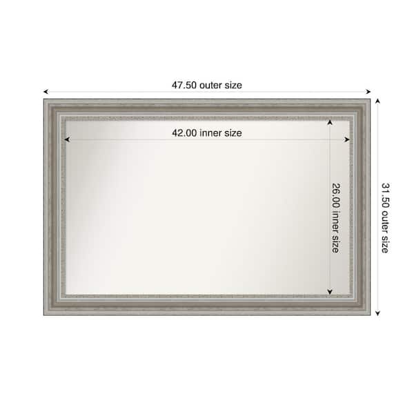 Amanti Art Parlor Silver 47.5 in. x 31.5 in. Custom Non-Beveled Recycled Polystyrene Framed Bathroom Vanity Wall Mirror