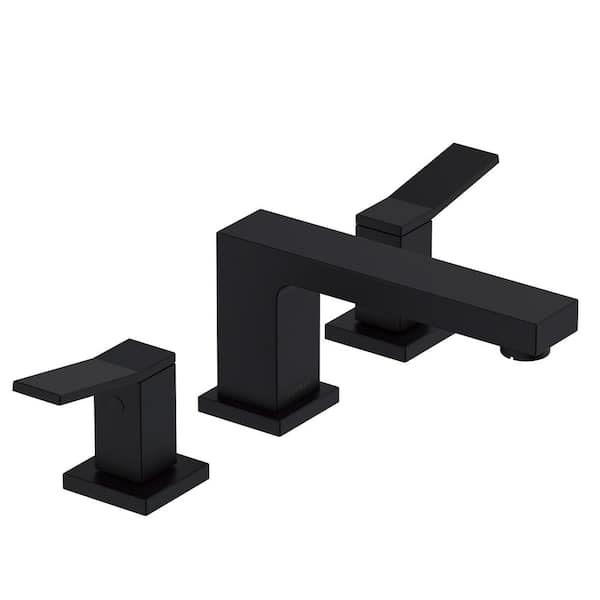 Avian 8 in. Widespread 2-Handle Bathroom Faucet with Metal Touch Down Drain in Satin Black