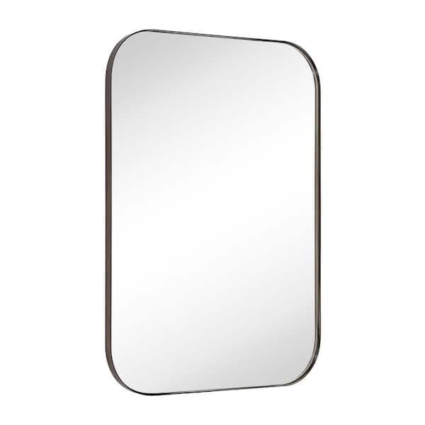 TEHOME Mid-Century 24 in. W x 36 in. H Rectangular Stainless Steel Framed Wall Mounted Bathroom Vanity Mirror in Bronze