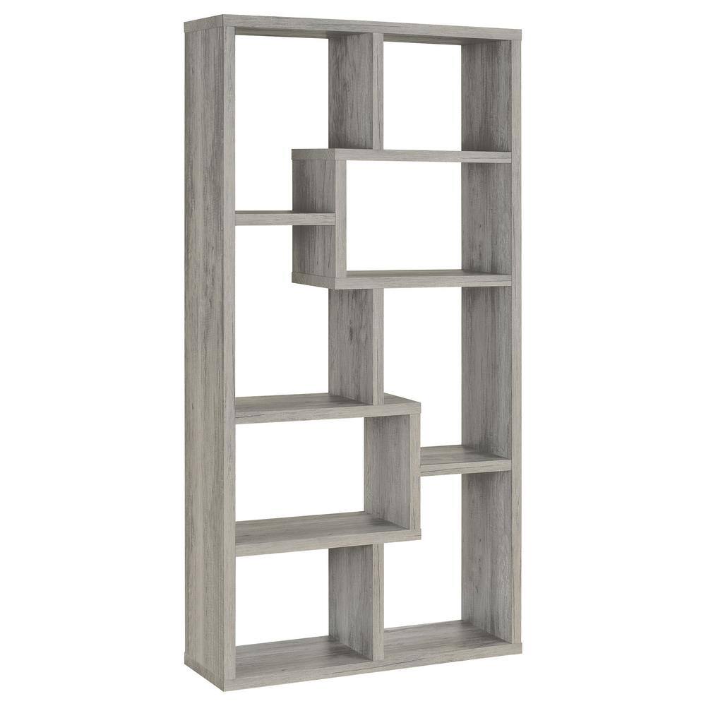 Transitional Driftwood Gray 70.75" Wooden Cube Bookcase