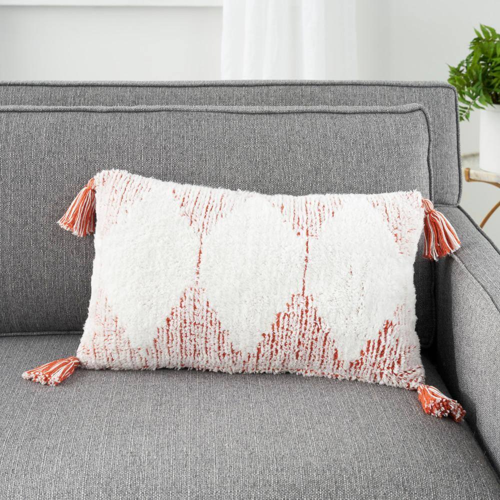 Nicole Curtis Rustic Rust Woven Cotton 12"x20" Lumbar Throw Pillow