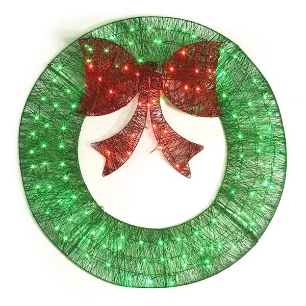 4 ft. Green Pre-Lit Foldable Lighted Artificial Christmas Garland with LED Lights and Red Bow