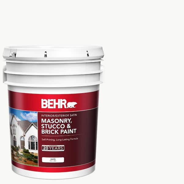 BEHR 5 gal. White Satin Enamel Masonry, Stucco and Brick Interior/Exterior Paint
