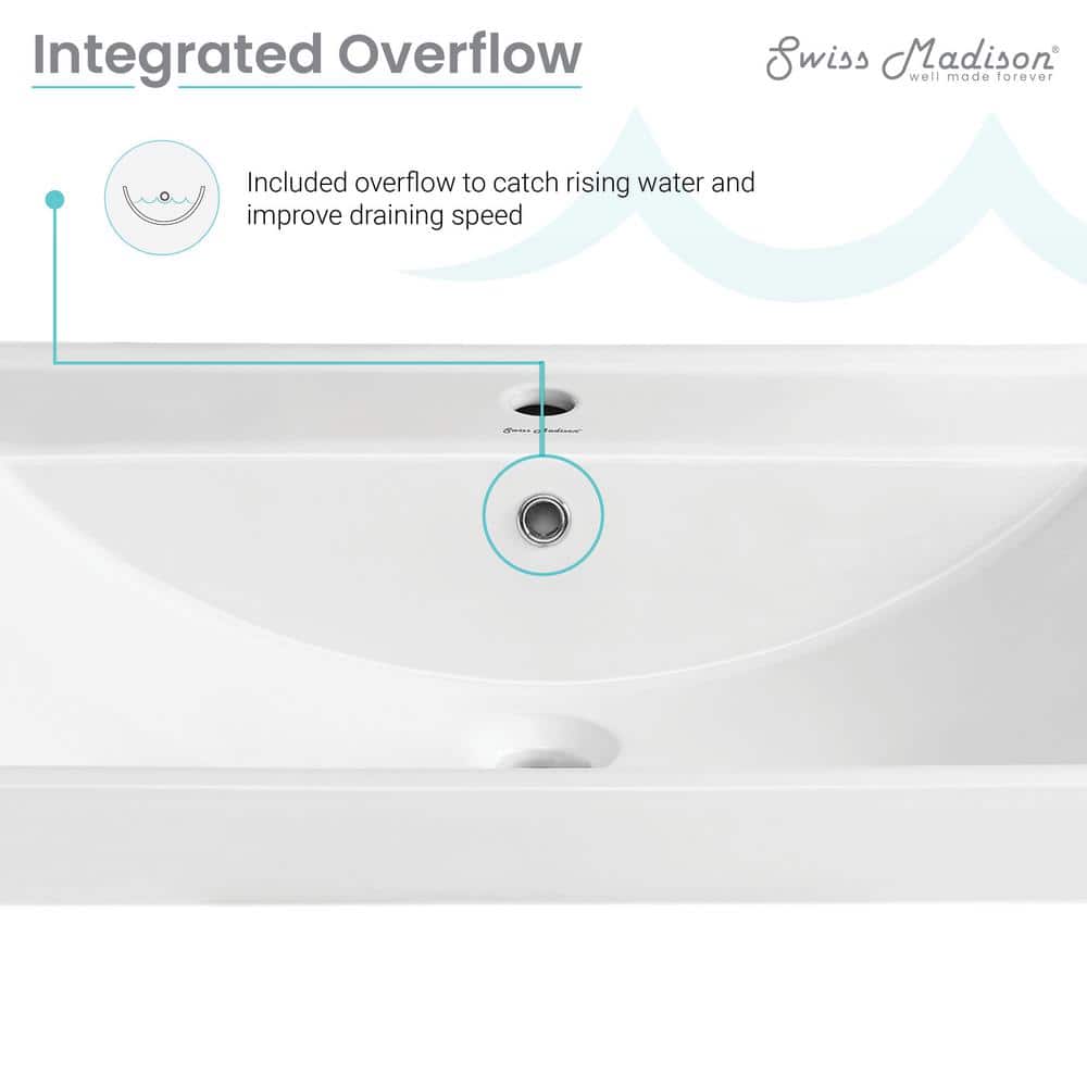 Swiss Madison 24" White Ceramic Vanity Top Bathroom Sink