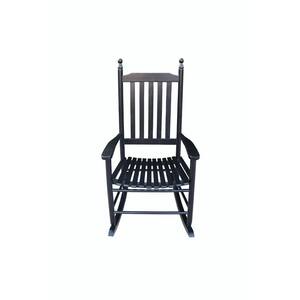 ANGELES HOME Black Wood High Back Outdoor Rocking Chair SA101-9HZ10DK ...