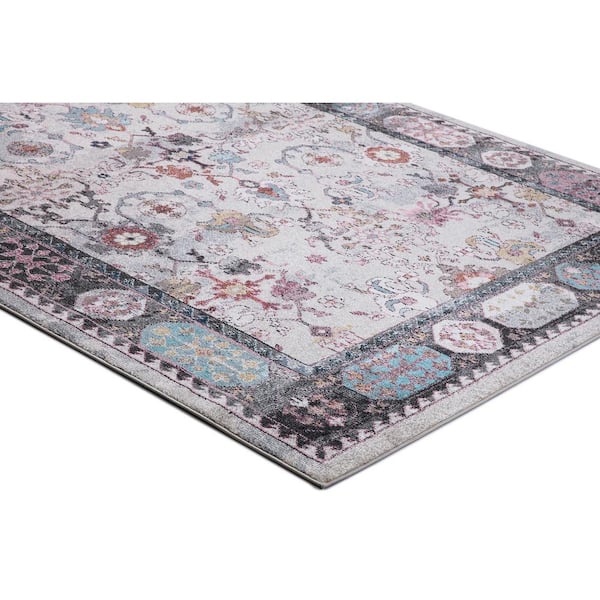 Vintage Collection Angora Gray 7 ft. x 9 ft. Border Area Rug