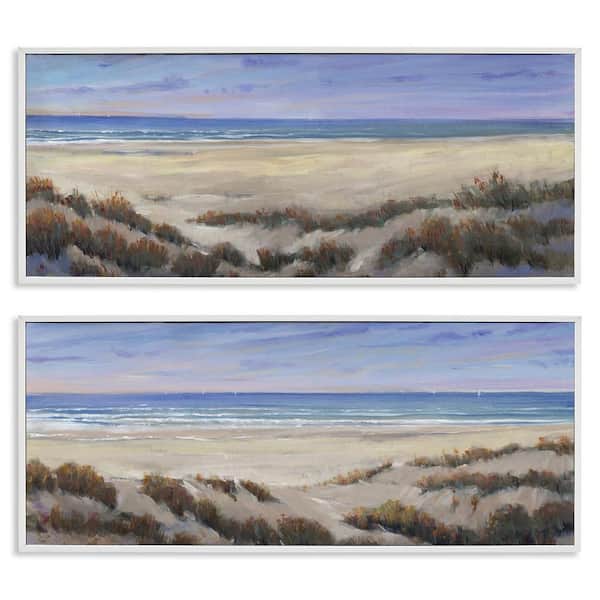 Stupell Industries Coastal Beach Terrain by Tim OToole 2 Pieces White Framed Nature Giclee Art Print 13 in. x 30 in.