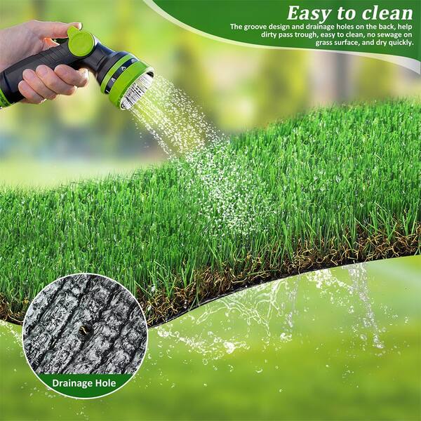 YOFE 5 ft. x 8 ft. Green Outdoor Artificial Grass Runner Rug Thick Realistic Artificial Turf Fake Grass 1.38 in. Pile Height