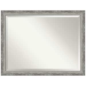 Waveline Silver Narrow 44.5 in. x 34.5 in. Bathroom Vanity Mirror