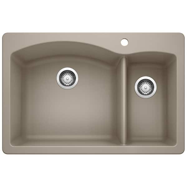 Blanco DIAMOND 33 in. Drop-In/Undermount Double Bowl Truffle Granite Composite Kitchen Sink