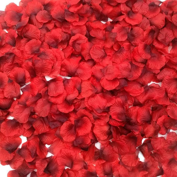Afoxsos 2.5 in. H Dark Red Indoor/Outdoor Artificial Rose Flower Petals for Decorations and Events (2200 Pieces)