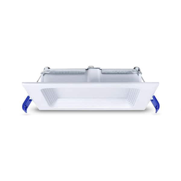 4 in. Square Baffle Slim Integrated LED Recessed Downlight, 820 Lumens, 5 CCT Color Selectable 2700K-5000K, Dimmable
